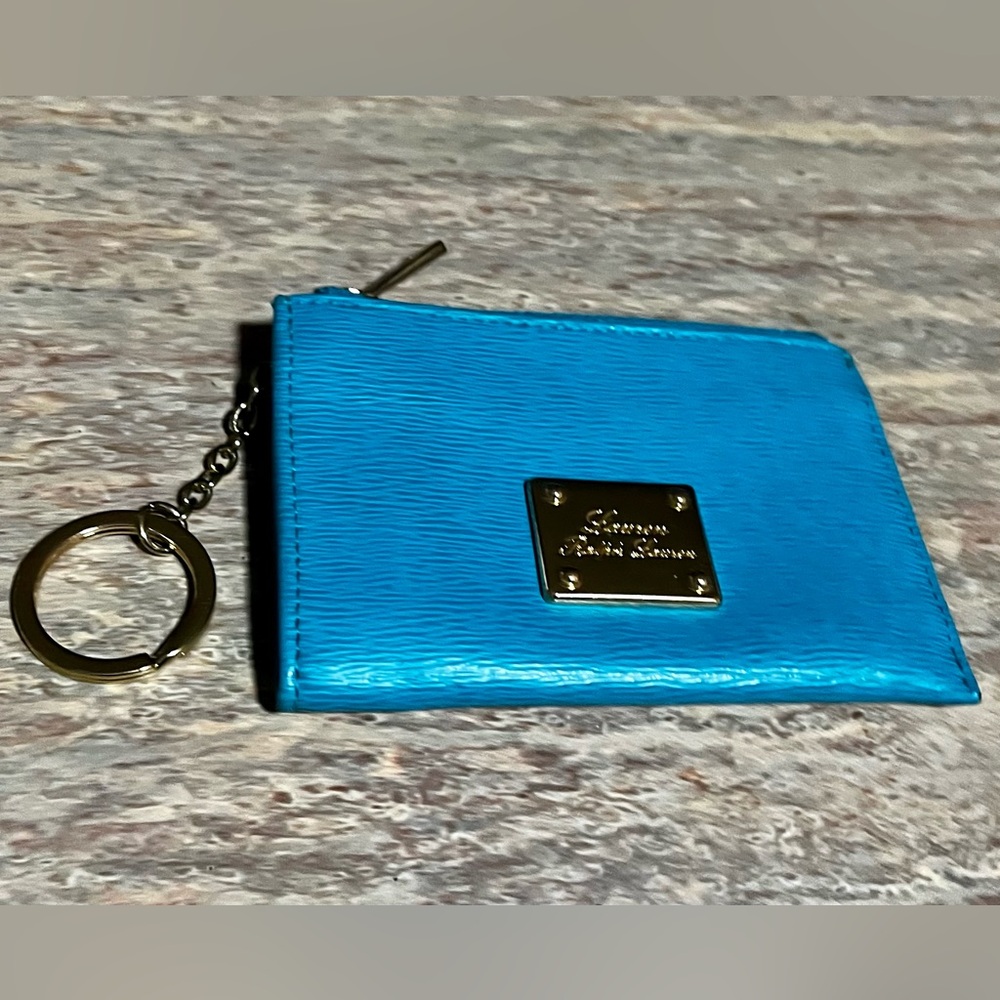 Lauren Ralph Lauren Blue Wallet with Gold Hardware and chained key ring
